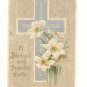BLESSED EASTER, SILVER CROSS, DAFFODILS 1908 POSTCARD  #529