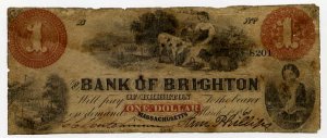 Brighton, Bank of Brighton, $1, 1861
