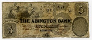 Abington, Abington Bank, $5, July 6, 1859