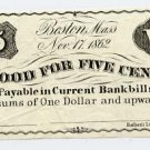 Boston, Charles Blake & William Alden, 5 Cents, 1862