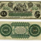 State of South Carolina, $20, 1873