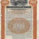 Chicago, Indiana and Southern Railroad $1000 Bond, 1906