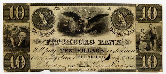 Fitchburg Bank, $10, 1845