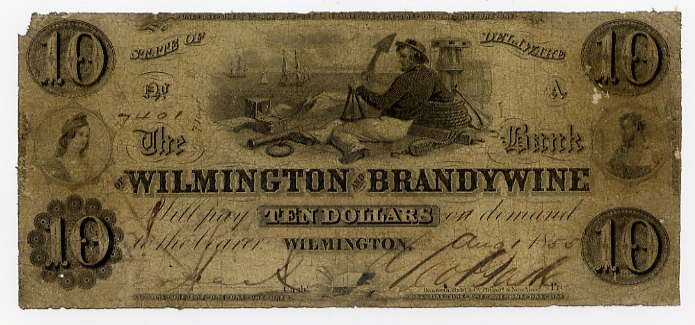Wilmington, Bank of Wilmington and Brandywine, $10, 1855
