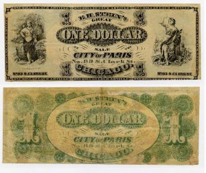 Chicago, Advertising Note, EH Stein's City of Paris, 1 Dollar