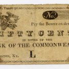Lexington, Bank of the Commonwealth, 50 Cents, 1810s-20s