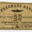 Maine, Augusta, Freeman's Bank, 20 Cents, 1862