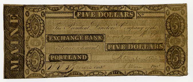 Maine, Portland, Exchange Bank, $5, Nov 1, 1832