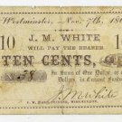 Westminster, JM White, 10 Cents, Nov 7, 1862