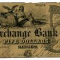 Maine, Bangor, Exchange Bank, $5, Jany 6, 1851