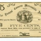 New York, Greenfield, The Porters' Corners Mercantile Assoc., 5 Cts, November 1862, Unissued
