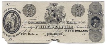 Pennsylvania, Philadelphia, Southwark Bank in the County of Philadelphia, $5, 18--, (1820s)