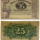 New York, Barrytown, scrip payable at the Bank of Poughkeepsie, 25 Cents, November 1, 1862