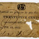 New York, Beekman, Peters and Johnson, 25 Cents, Feb 13, 1815