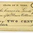New York, Hartwick, Union Cotton Manufactory, 2 Cents, 18B, (probably 1810s-20s)