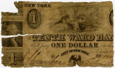 New York, NY, The Tenth Ward Bank, $1, no date (1840s)