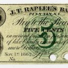 New York, Penn Yan, William C. Joy, 5 Cents, Nov 1, 1862