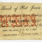 New York, Port Jervis, Bronson and Brown, 10 Cents, Nov 1, 1862