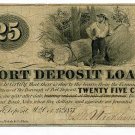 Maryland, Port Deposit Loan, 25 Cents, Oct 25th, 1857