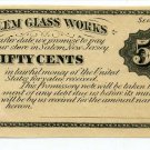 New Jersey, Salem, Salem Glass Works, 50 Cents, Sept 1st 18--, (1870s)