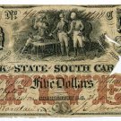 South Carolina, Charleston, Bank of the State of South Carolina, 5 Dollars, Febuary 1, 1861