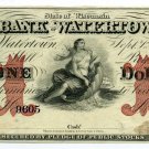 Wisconsin, Watertown, The Bank of Watertown, $1, September 1, 1863, Unissued