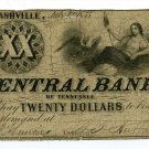 Tennessee, Nashville, Central Bank of Tennessee, $20, July 10, 1855