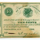 Alabama, Tuscaloosa, Augustin Lynch, 10 Cents, 1866