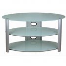 Modern Oval V-Hold TV Stand Metal & Frosted Glass