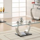 Modern Contemporary Glass Top Black Base Coffee Table