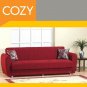 Red or Brown Microfiber Storage Sleeper Sofa Bed Couch