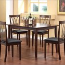 Dark Wood Dining Table and Upholstered Chairs Set 5 PC