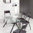 Mid Century Modern Glass Leather Dining or Office Table