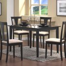 Contemporary Black Wood Dining Table and Chairs Set 5PC