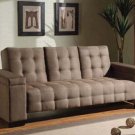 Tan Microfiber Tufted Couch Sofa Bed Sleeper Modern