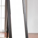 Full Leaning Wall Floor Leather Framed Mirror w/ Stand