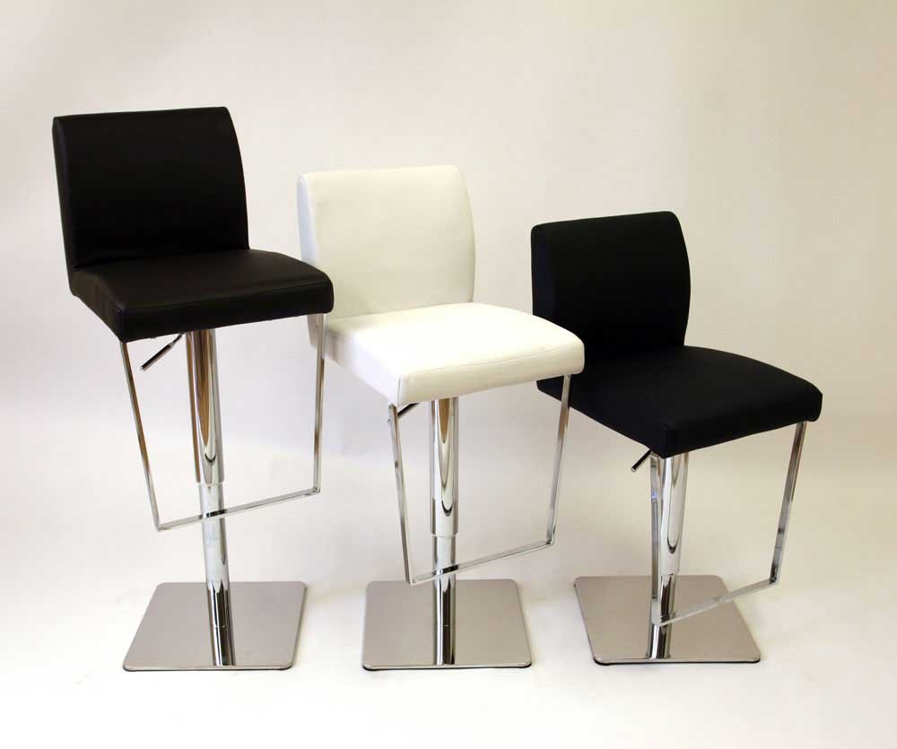 Contemporary Leather Swivel Bar Stools Stainless Steel