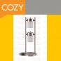 Cylinder Brushed Steel Finish Table Lamp Frosted Shade