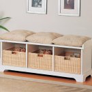 Modern Casual Storage Bench Chair w/ Baskets & Cushions