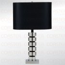 Modern Clear & Black Crystal Base Table Lamp & Shade
