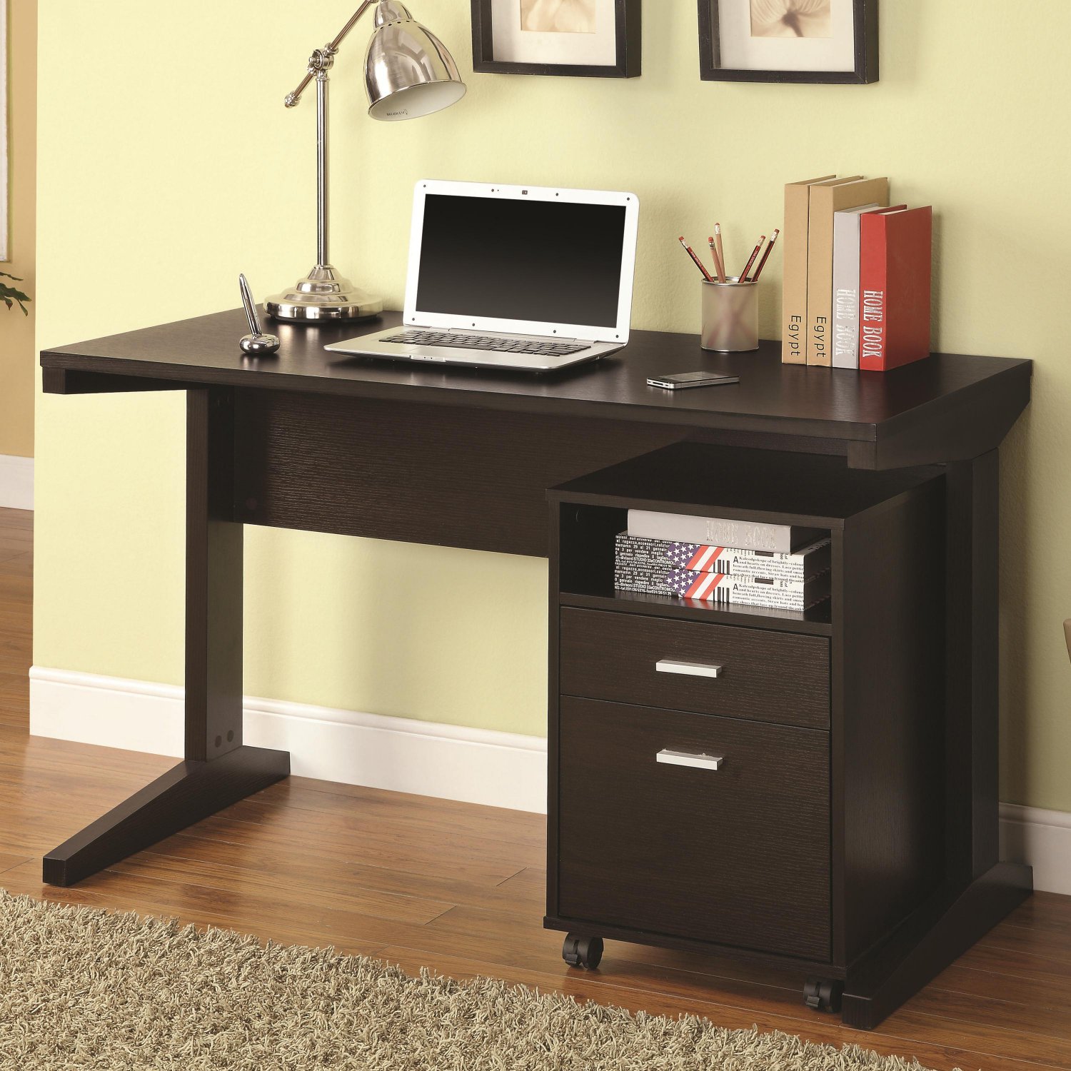 MODERN (2 PC.) SET COMPUTER TABLE WITH ROLLING CABINET BY COZY™