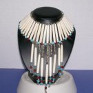 Breast Plate W/ Turquoise & Ruby Beads - TBM-BBP-002