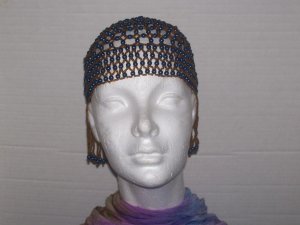 Beaded Head Piece - Blue & Brown ---TBM-HBP-029