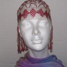 Egyptian Beaded Head Piece - Red & Silver-TBM-BHP-032