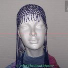 Long Hand Beaded Head Piece - White Pearls & Blue - TBM-BHP-036