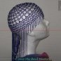 Long Hand Beaded Head Piece - White Pearls & Blue - TBM-BHP-036