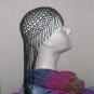 Long Hand Beaded Head Piece - Black & Silver - TBM-BHP-042