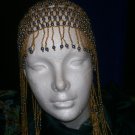 Long Hand Beaded Head Piece - Gold & Hematite -TBM-BHP-046