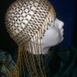 Long Hand Beaded Head Piece - Gold & Hematite -TBM-BHP-046