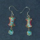 Oriental Dangle Orange Cloisonne Earrings